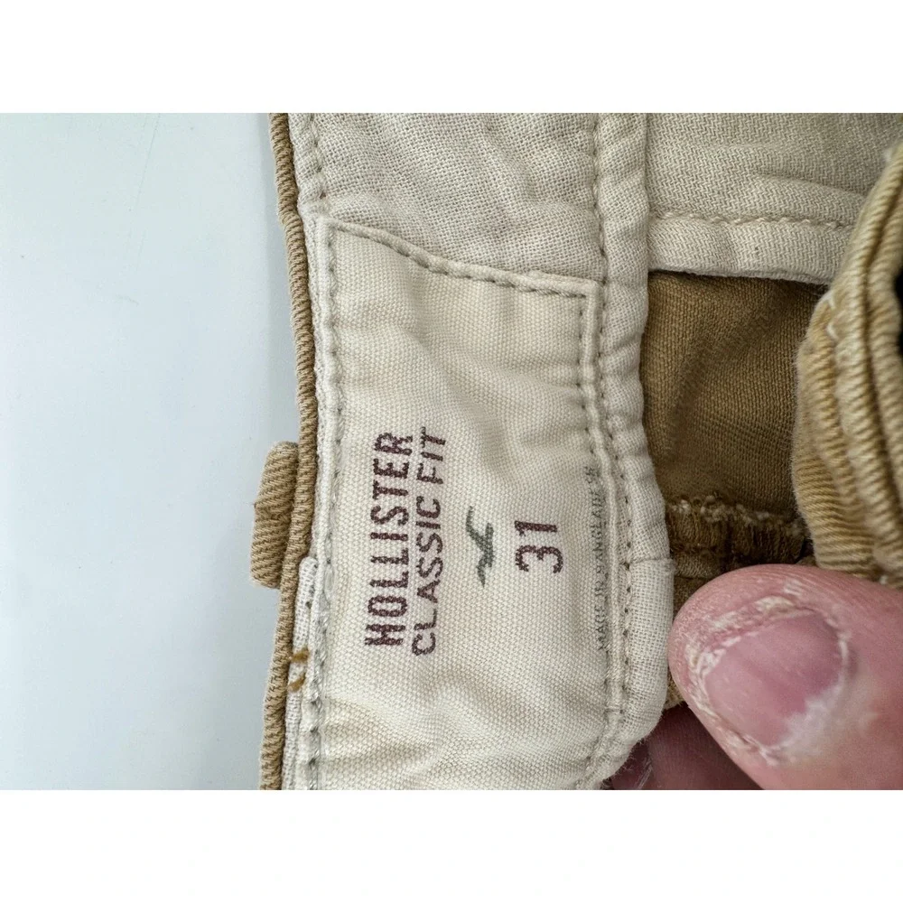 Hollister Chino Shorts Mens 31 Tan Classic Fit Cotton Khaki Casual Summer 3H0559